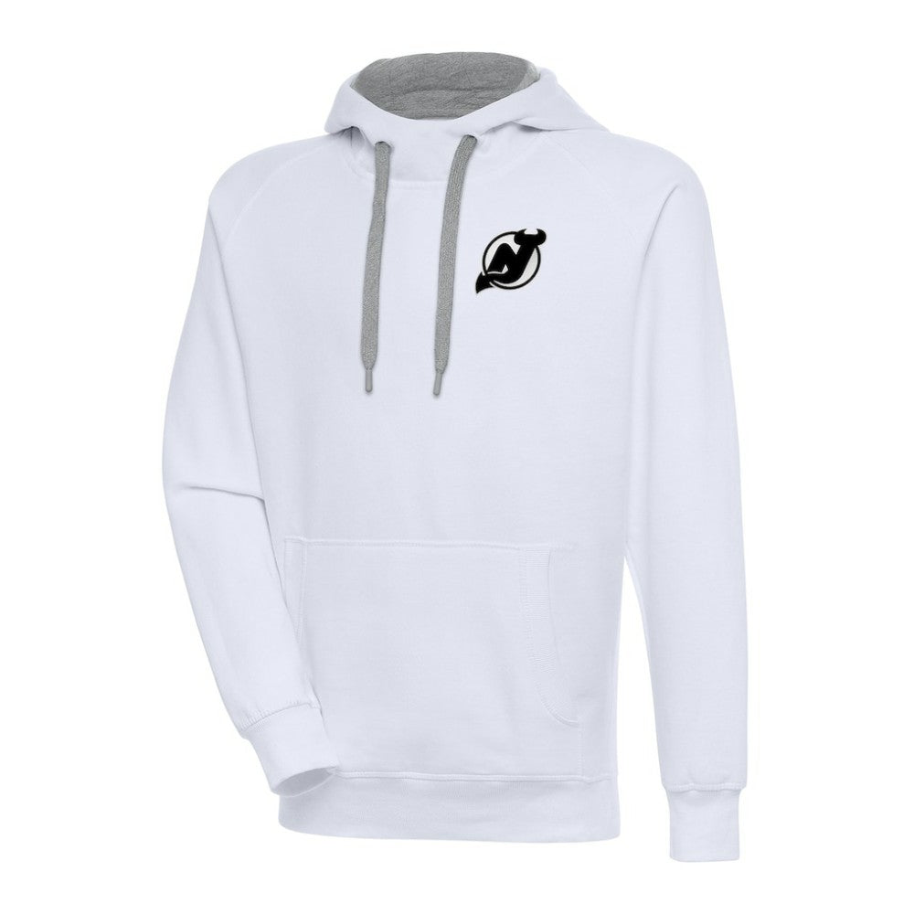 New Jersey Devils Antigua Metallic Logo Victory Pullover Hoodie