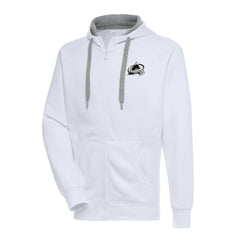 Colorado Avalanche Antigua Metallic Logo Victory Full-Zip Hoodie