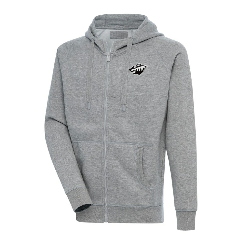 Minnesota Wild Antigua Metallic Logo Victory Full-Zip Hoodie