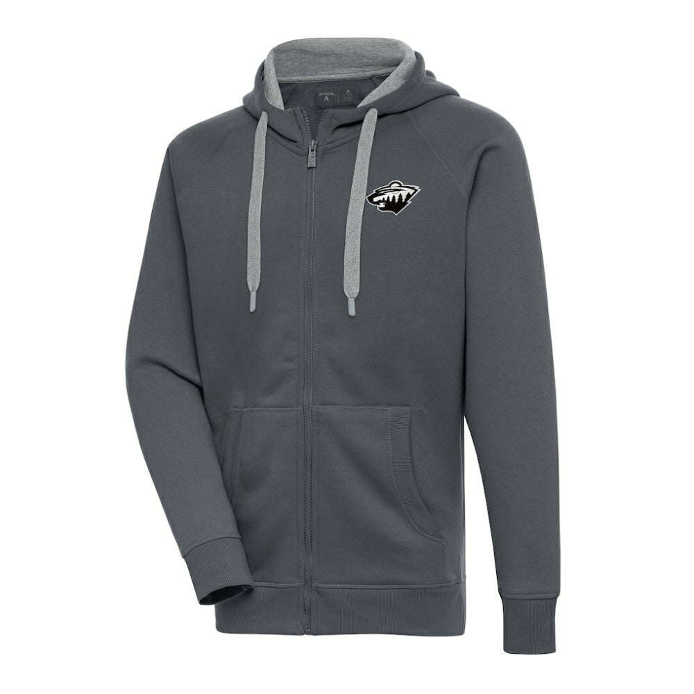 Minnesota Wild Antigua Metallic Logo Victory Full-Zip Hoodie