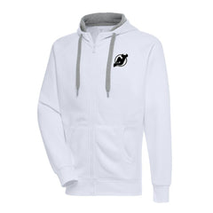New Jersey Devils Antigua Metallic Logo Victory Full-Zip Hoodie