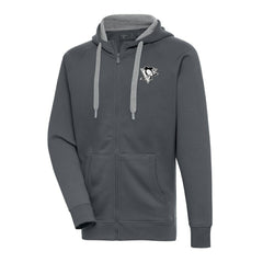 Pittsburgh Penguins Antigua Metallic Logo Victory Full-Zip Hoodie