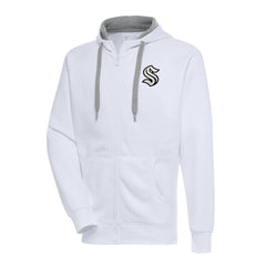 Seattle Kraken Antigua Metallic Logo Victory Full-Zip Hoodie