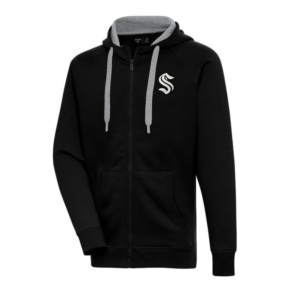 Seattle Kraken Antigua Metallic Logo Victory Full-Zip Hoodie