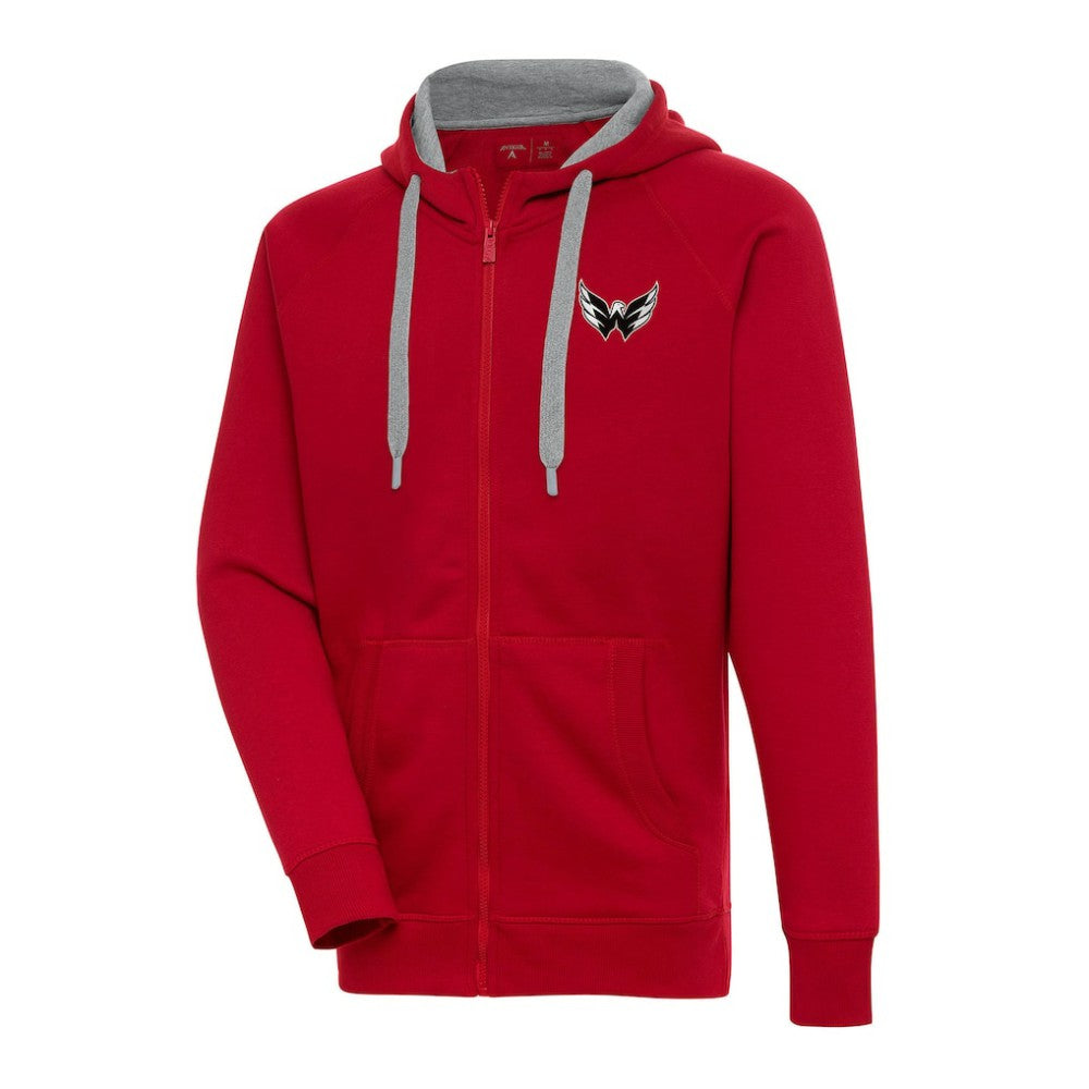 Washington Capitals Antigua Metallic Logo Victory Full-Zip Hoodie