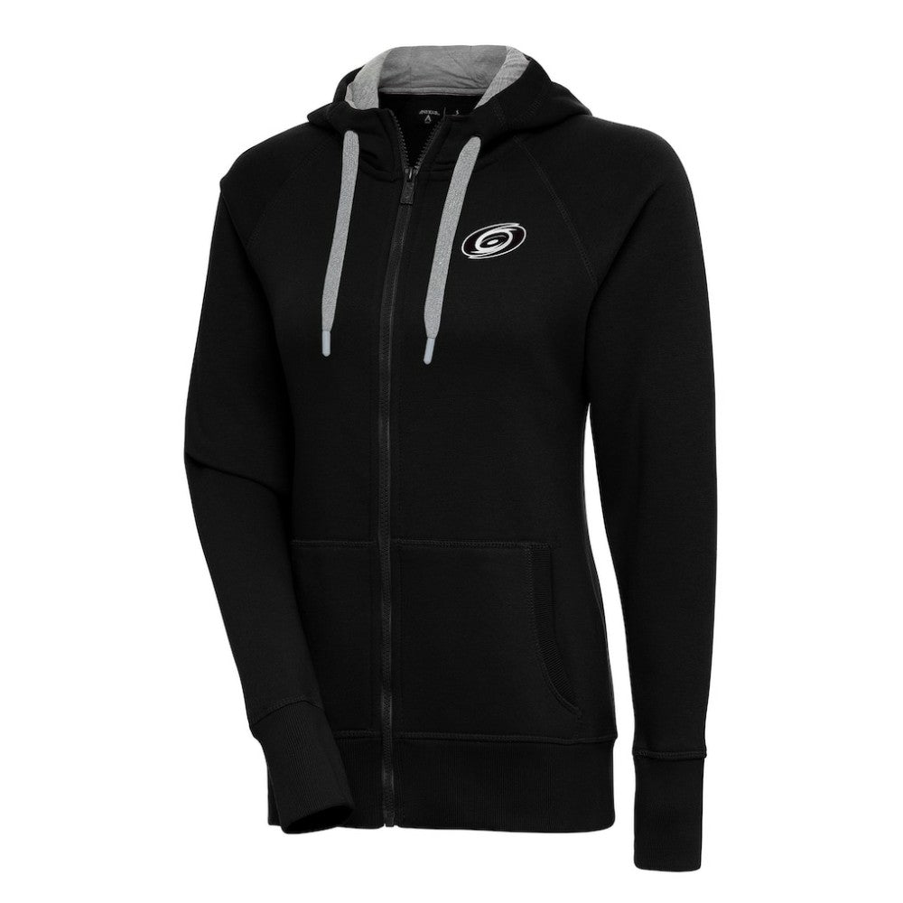 Carolina Hurricanes Antigua Women's Metallic Logo Victory Full-Zip Hoodie