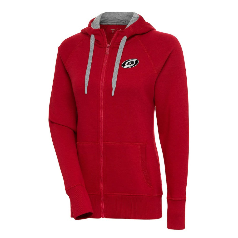 Carolina Hurricanes Antigua Women's Metallic Logo Victory Full-Zip Hoodie