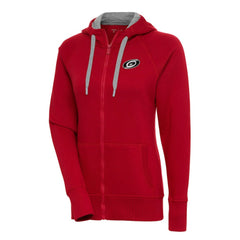 Carolina Hurricanes Antigua Women's Metallic Logo Victory Full-Zip Hoodie