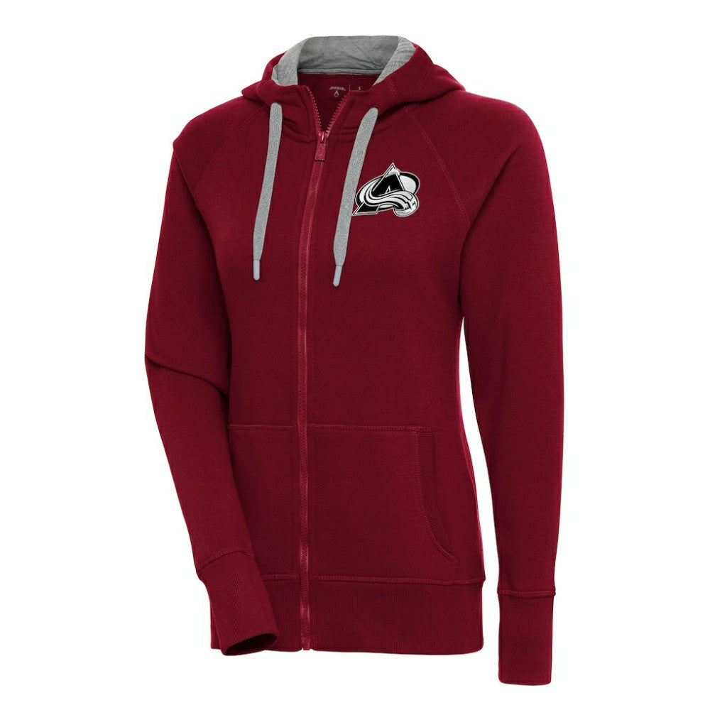 Colorado Avalanche Antigua Women's Metallic Logo Victory Full-Zip Hoodie