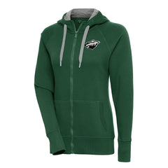 Minnesota Wild Antigua Women's Metallic Logo Victory Full-Zip Hoodie