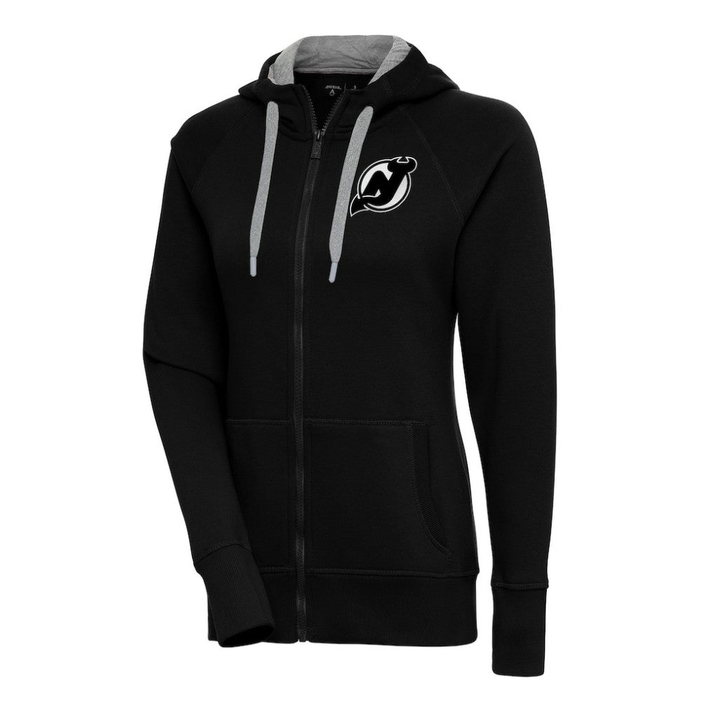 New Jersey Devils Antigua Women's Metallic Logo Victory Full-Zip Hoodie
