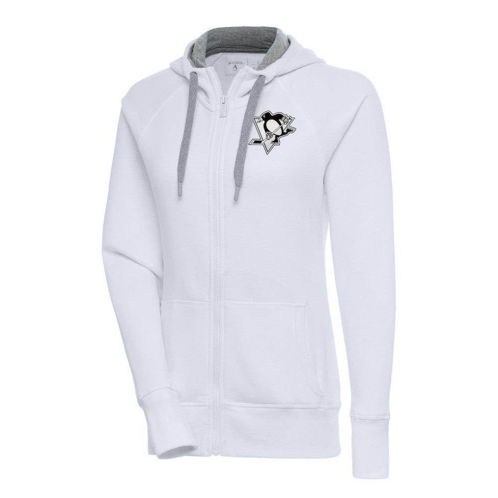 Pittsburgh Penguins Antigua Women's Metallic Logo Victory Full-Zip Hoodie