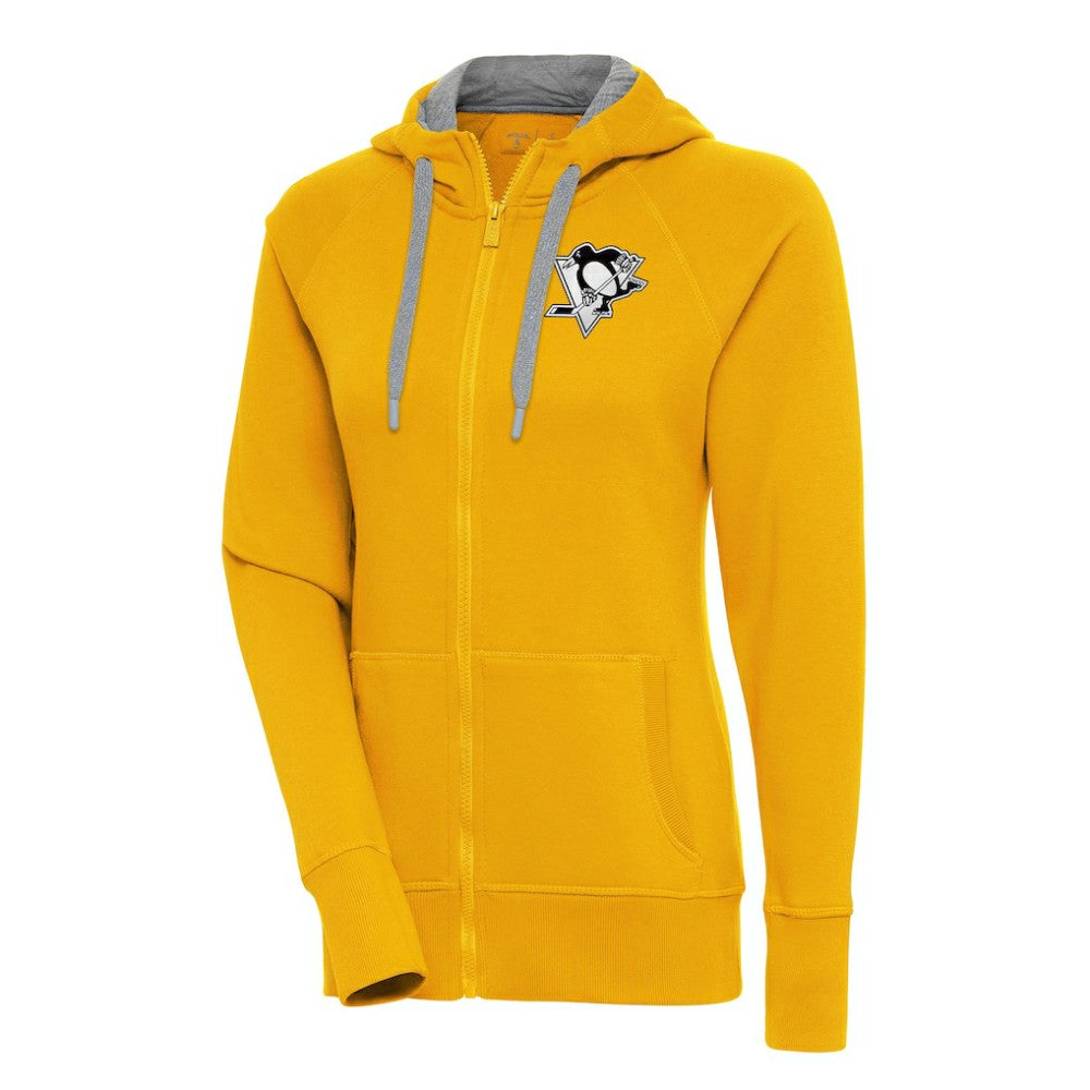 Pittsburgh Penguins Antigua Women's Metallic Logo Victory Full-Zip Hoodie