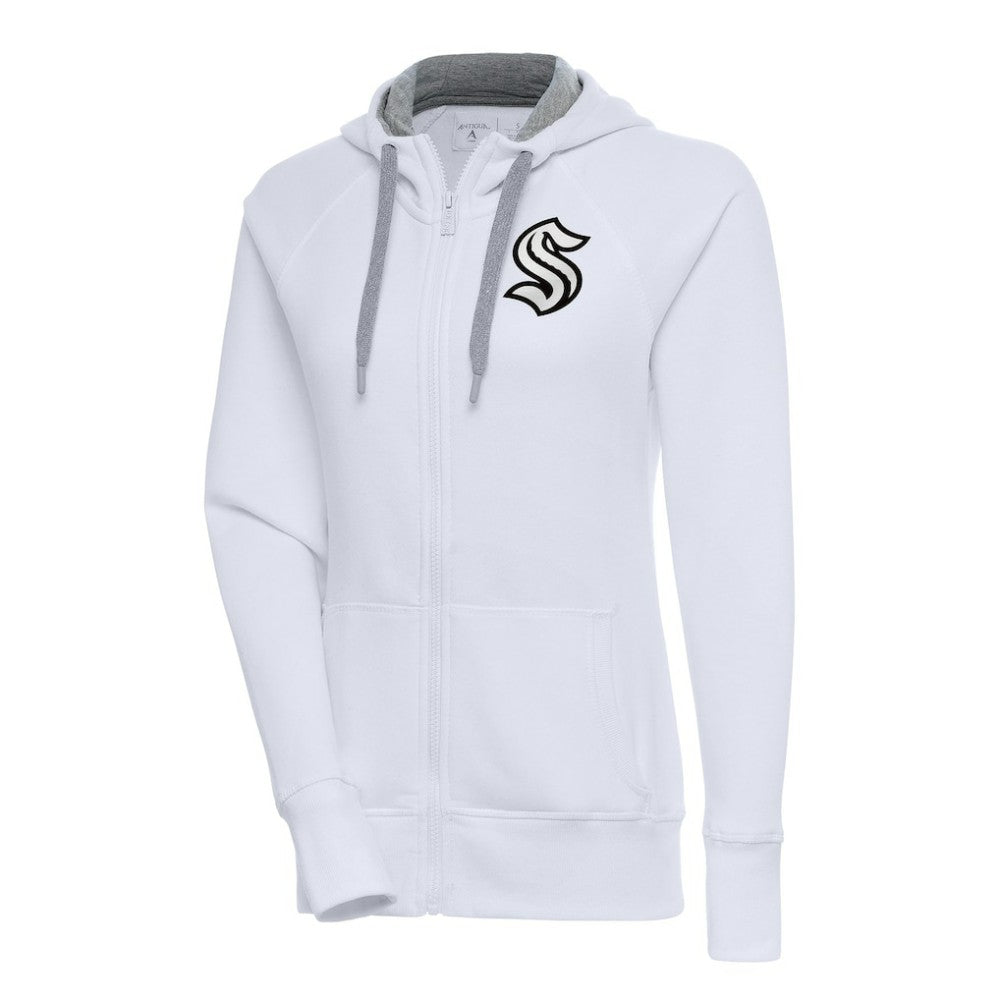 Seattle Kraken Antigua Women's Metallic Logo Victory Full-Zip Hoodie