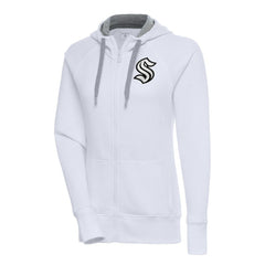 Seattle Kraken Antigua Women's Metallic Logo Victory Full-Zip Hoodie