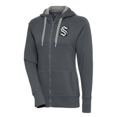 Seattle Kraken Antigua Women's Metallic Logo Victory Full-Zip Hoodie