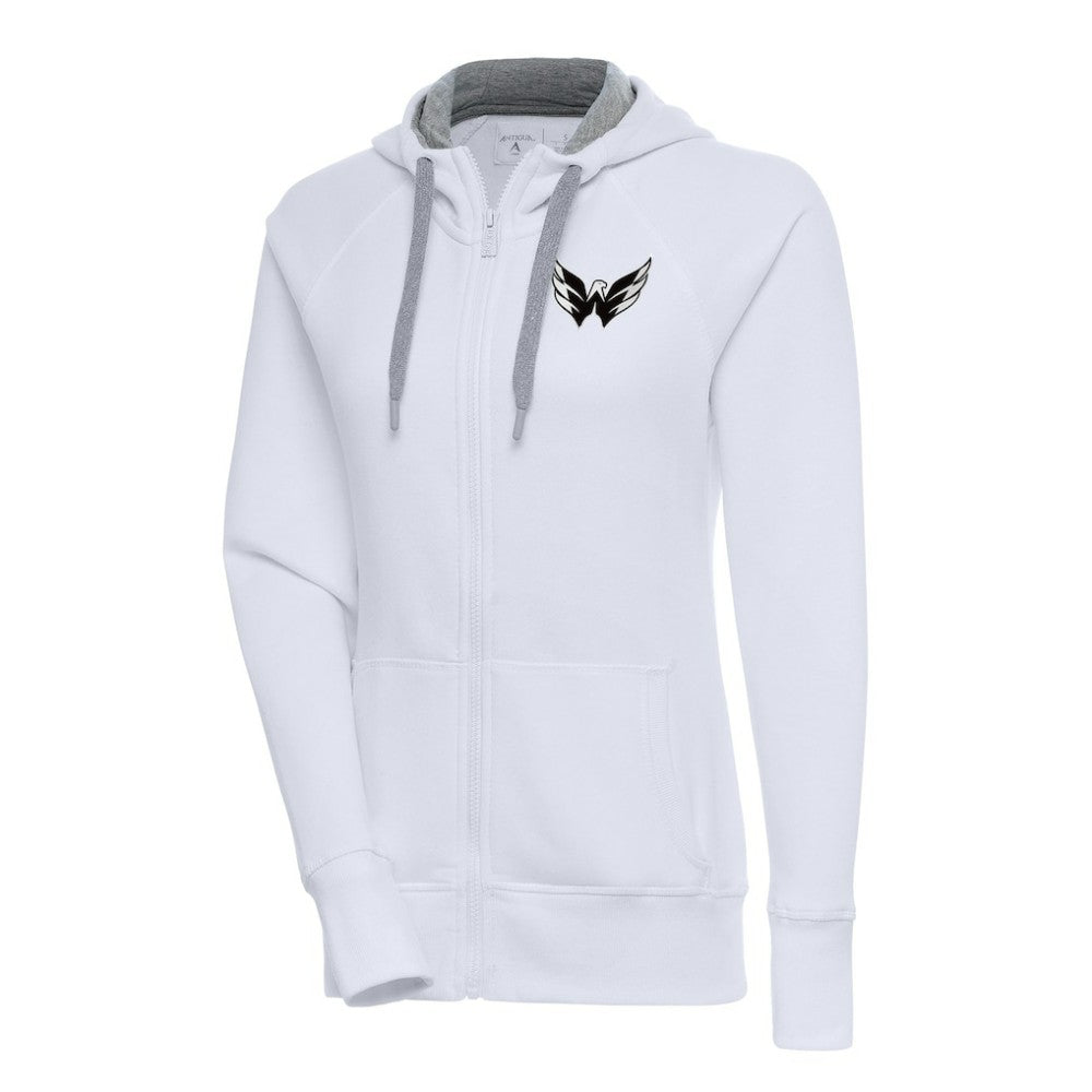 Washington Capitals Antigua Women's Metallic Logo Victory Full-Zip Hoodie