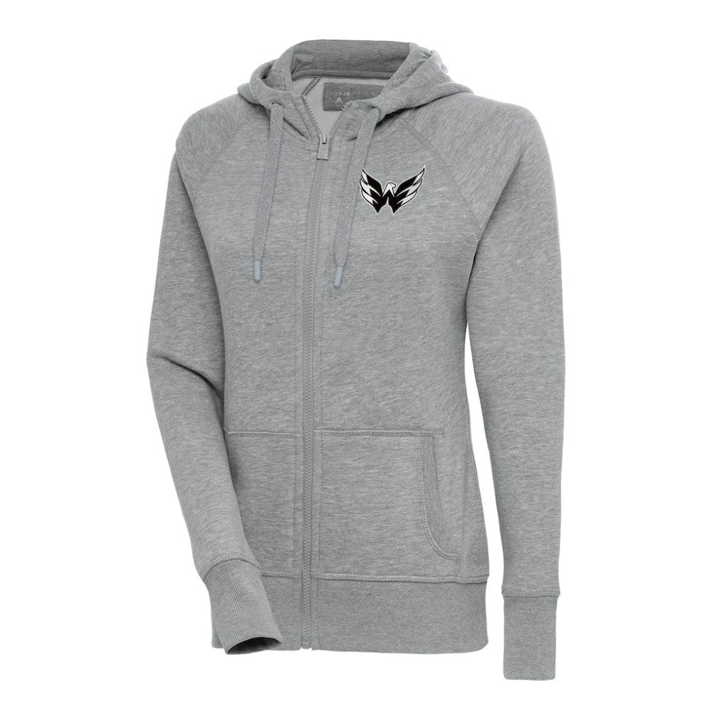 Washington Capitals Antigua Women's Metallic Logo Victory Full-Zip Hoodie