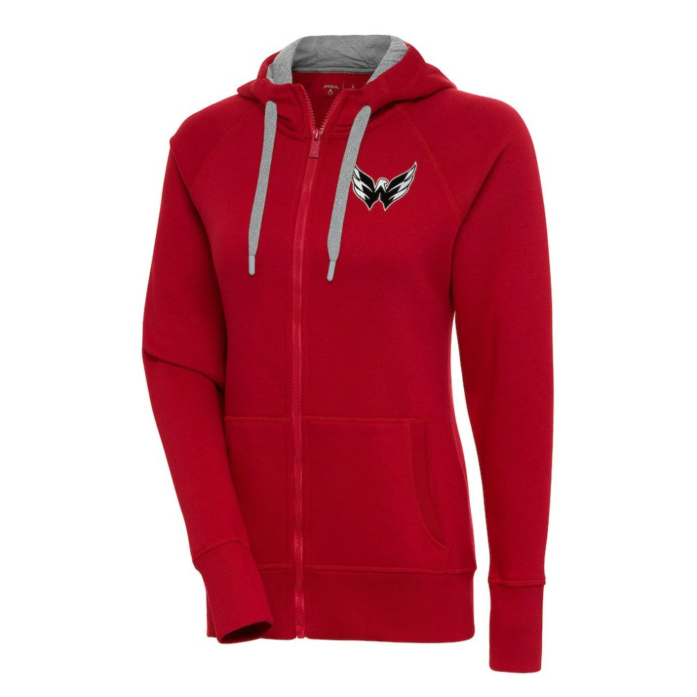 Washington Capitals Antigua Women's Metallic Logo Victory Full-Zip Hoodie