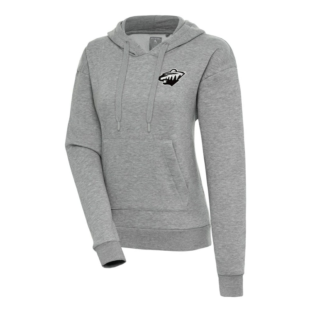Minnesota Wild Antigua Women's Metallic Logo Victory Pullover Hoodie
