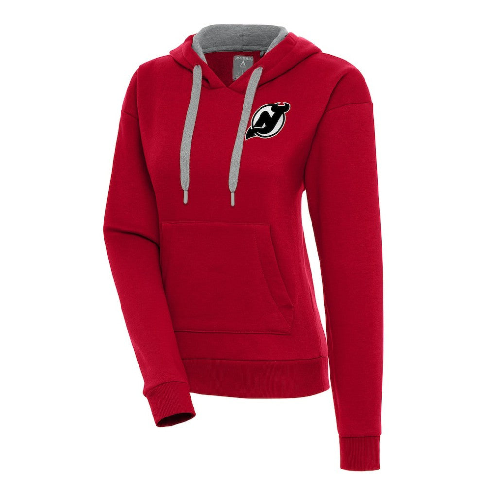 New Jersey Devils Antigua Women's Metallic Logo Victory Pullover Hoodie