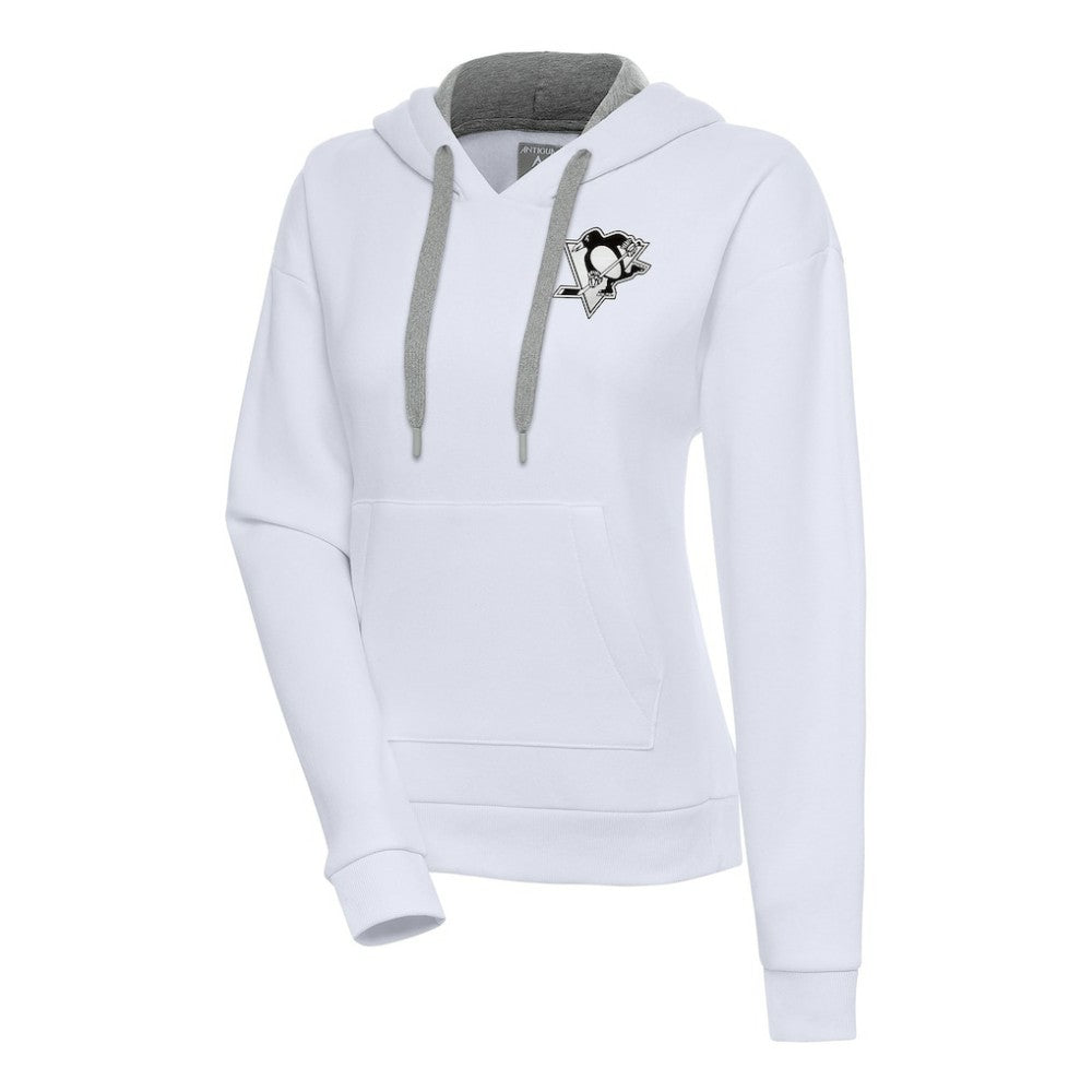 Pittsburgh Penguins Antigua Women's Metallic Logo Victory Pullover Hoodie