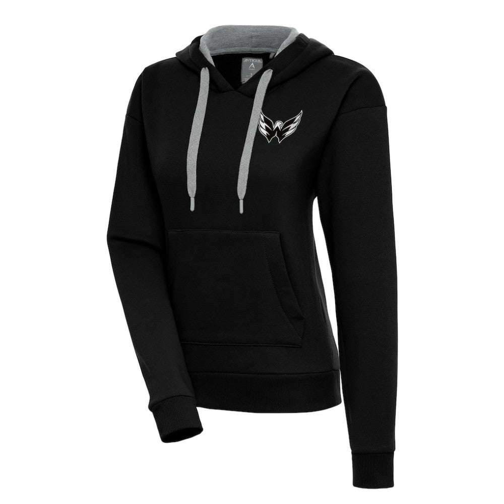 Washington Capitals Antigua Women's Metallic Logo Victory Pullover Hoodie