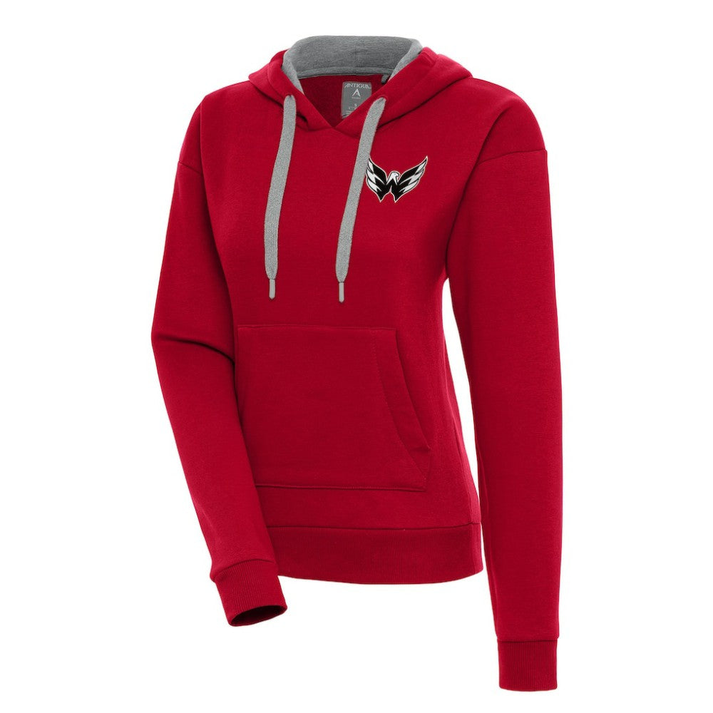 Washington Capitals Antigua Women's Metallic Logo Victory Pullover Hoodie