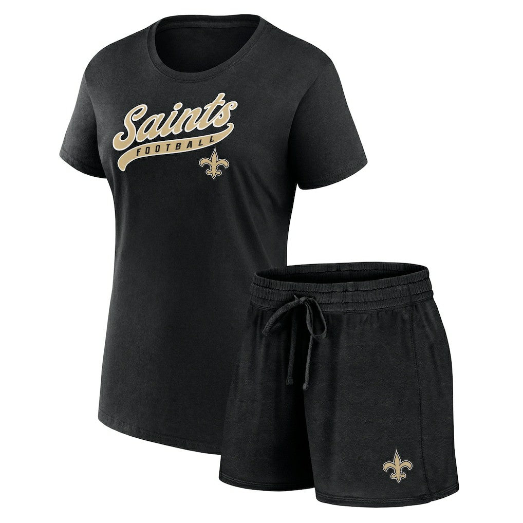 NFL New Orleans Saints Women's Start to Finish T-Shirt & Shorts Combo Pack
