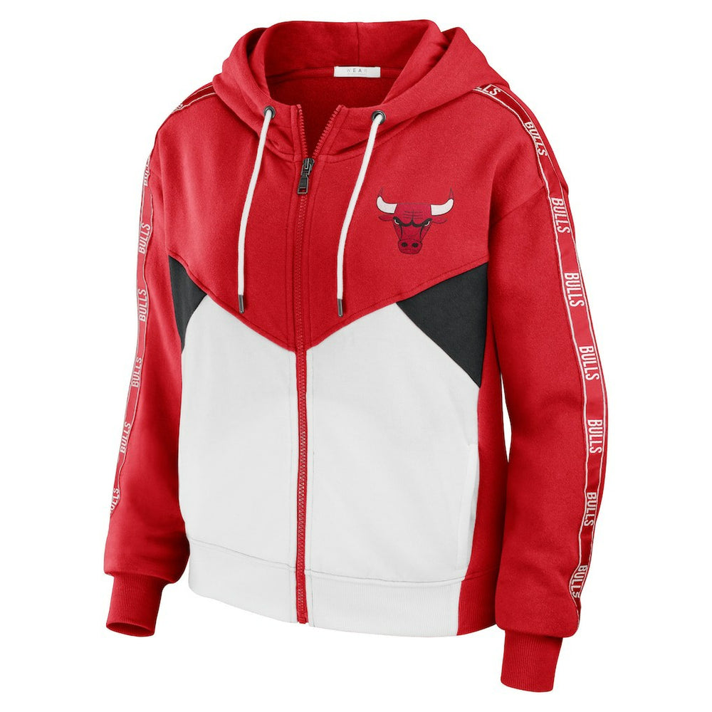 Chicago Bulls WEAR by Erin Andrews Women's Color-Block Full-Zip Hoodie - Red cheap