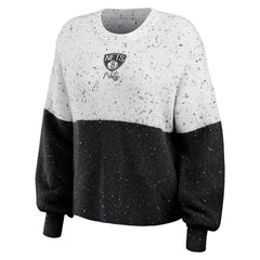 Brooklyn Nets WEAR by Erin Andrews Women's Color-Block Pullover Sweater - White/Black sale