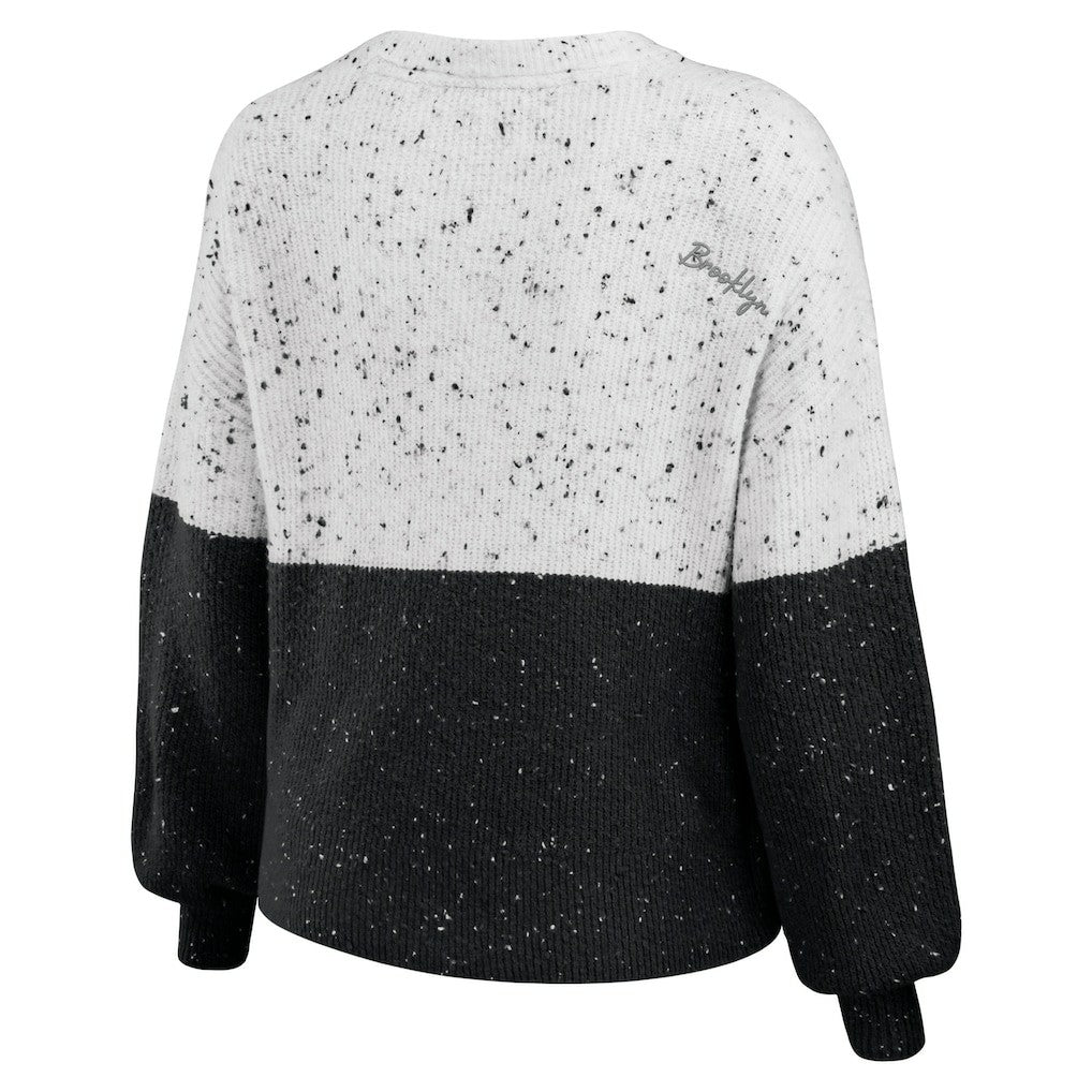Brooklyn Nets WEAR by Erin Andrews Women's Color-Block Pullover Sweater - White/Black sale