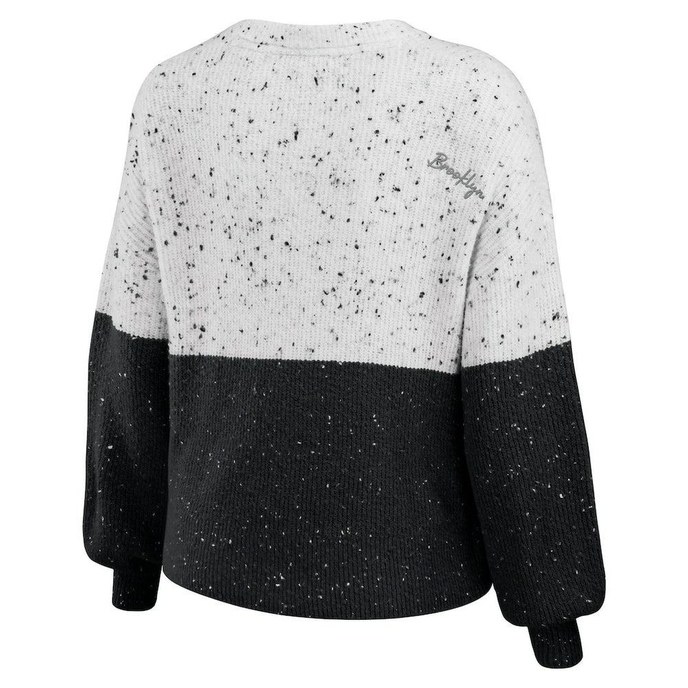 Brooklyn Nets WEAR by Erin Andrews Women's Color-Block Pullover Sweater - White/Black sale