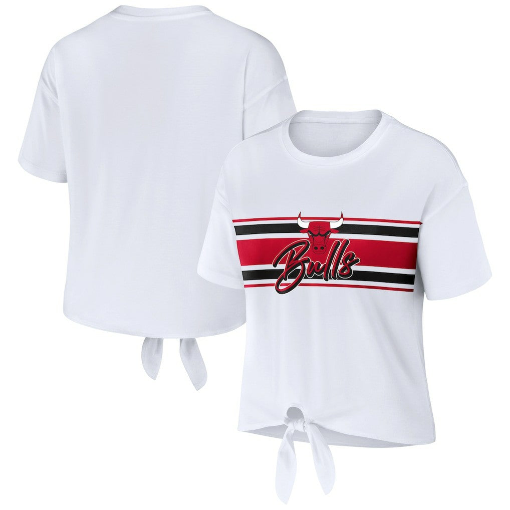 Chicago Bulls WEAR by Erin Andrews Women's Tie-Front T-Shirt sale - White sale