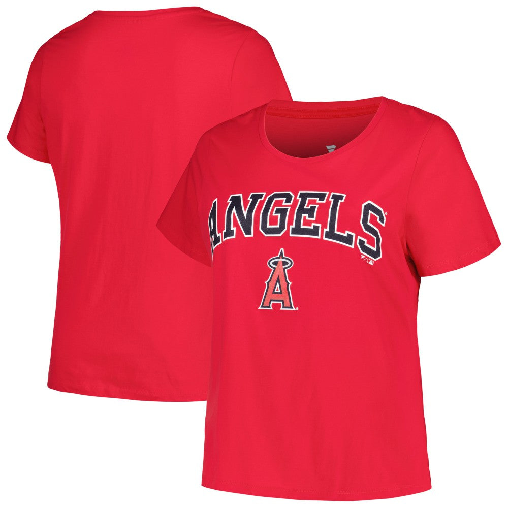 Los Angeles Angels Profile Women's Plus Size Arch Logo T-Shirt - Red