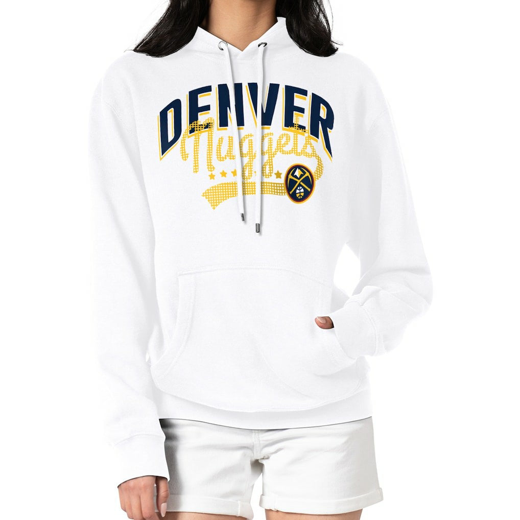 Denver Nuggets G-III 4Her by Carl Banks Women's Filigree Logo Pullover Hoodie - White outlet