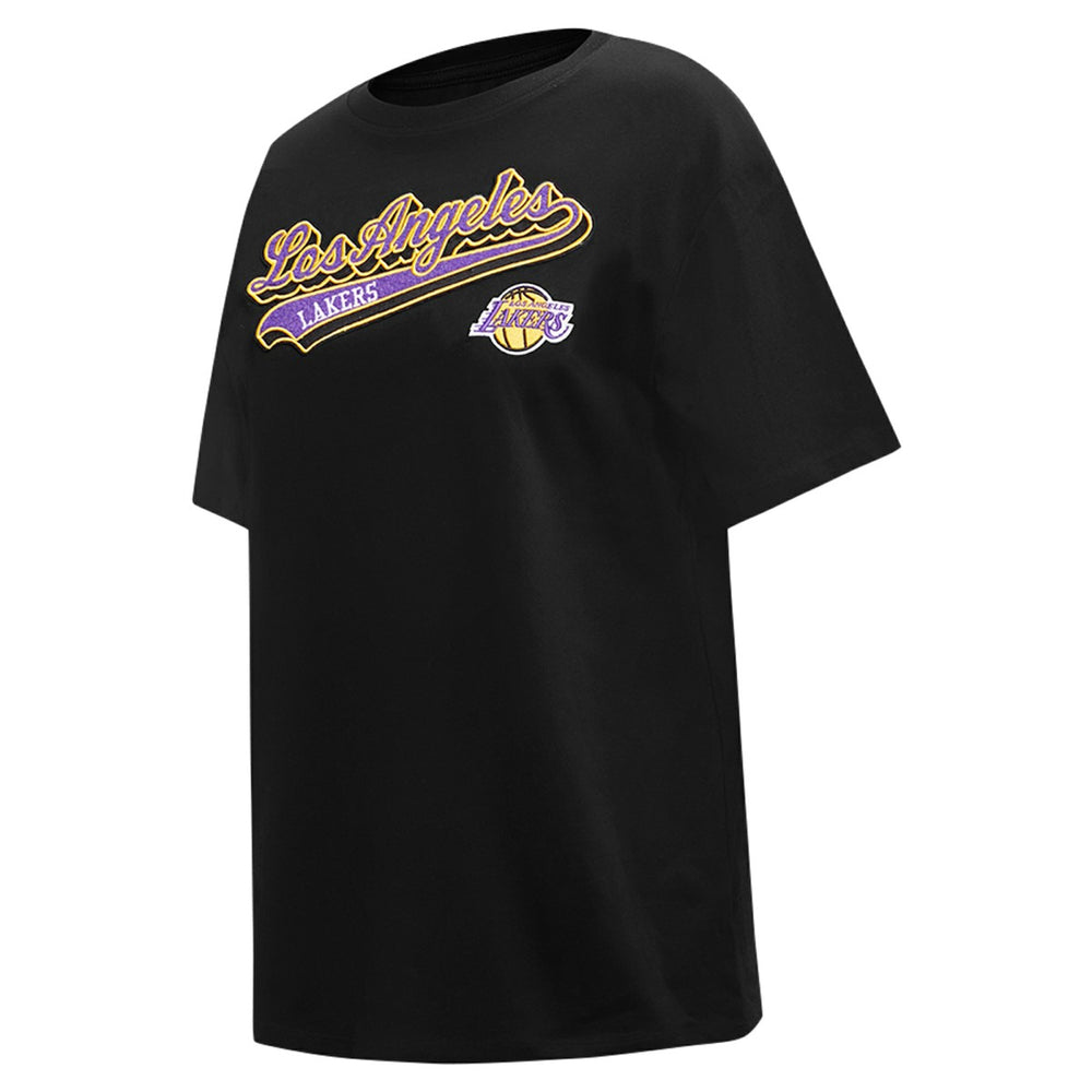 Los Angeles Lakers Pro Standard Women's Script Boyfriend T-Shirt - Black for sale