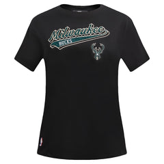 Milwaukee Bucks Pro Standard Women's Script Boyfriend T-Shirt - Black shop