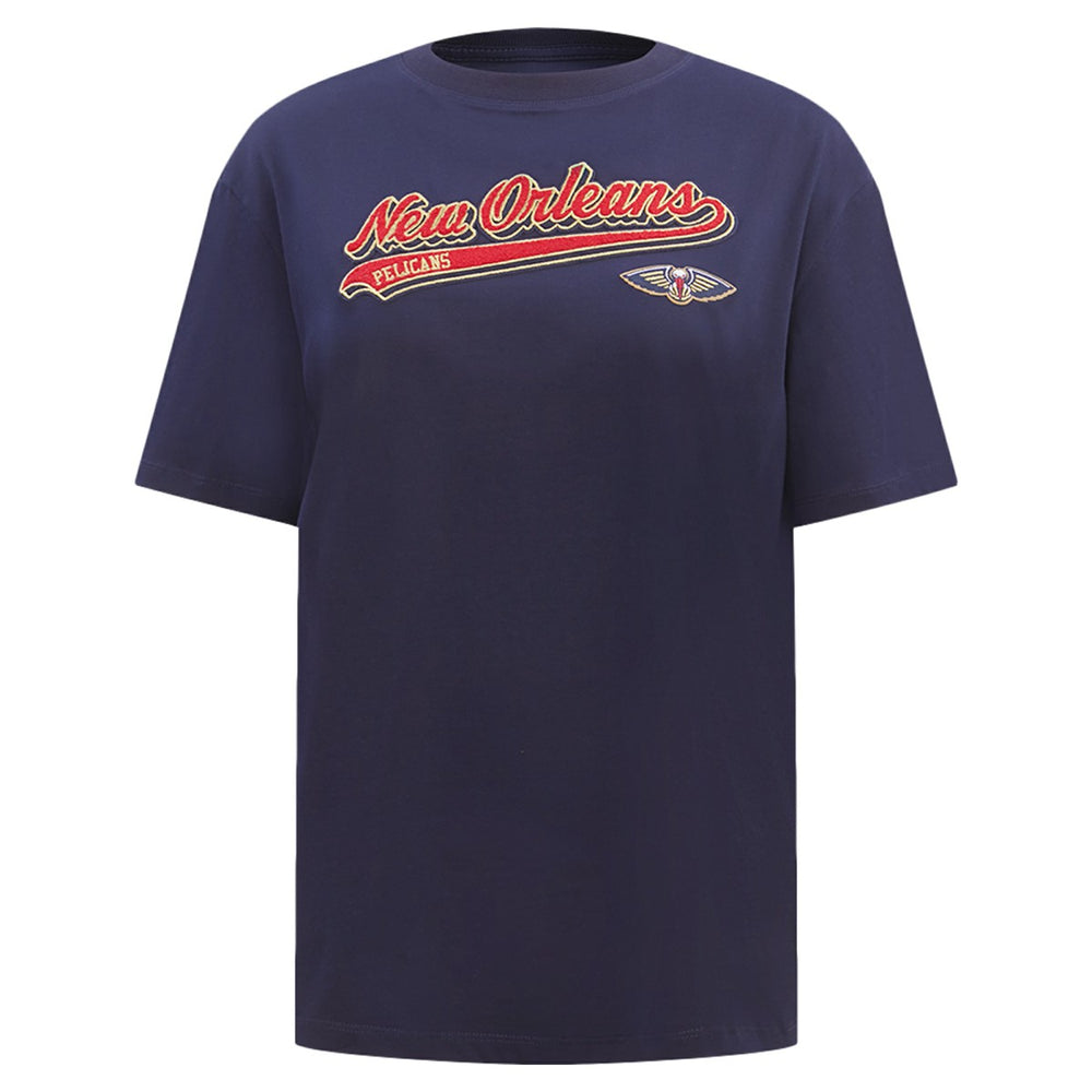New Orleans Pelicans Pro Standard Women's Script Boyfriend T-Shirt - Navy discount