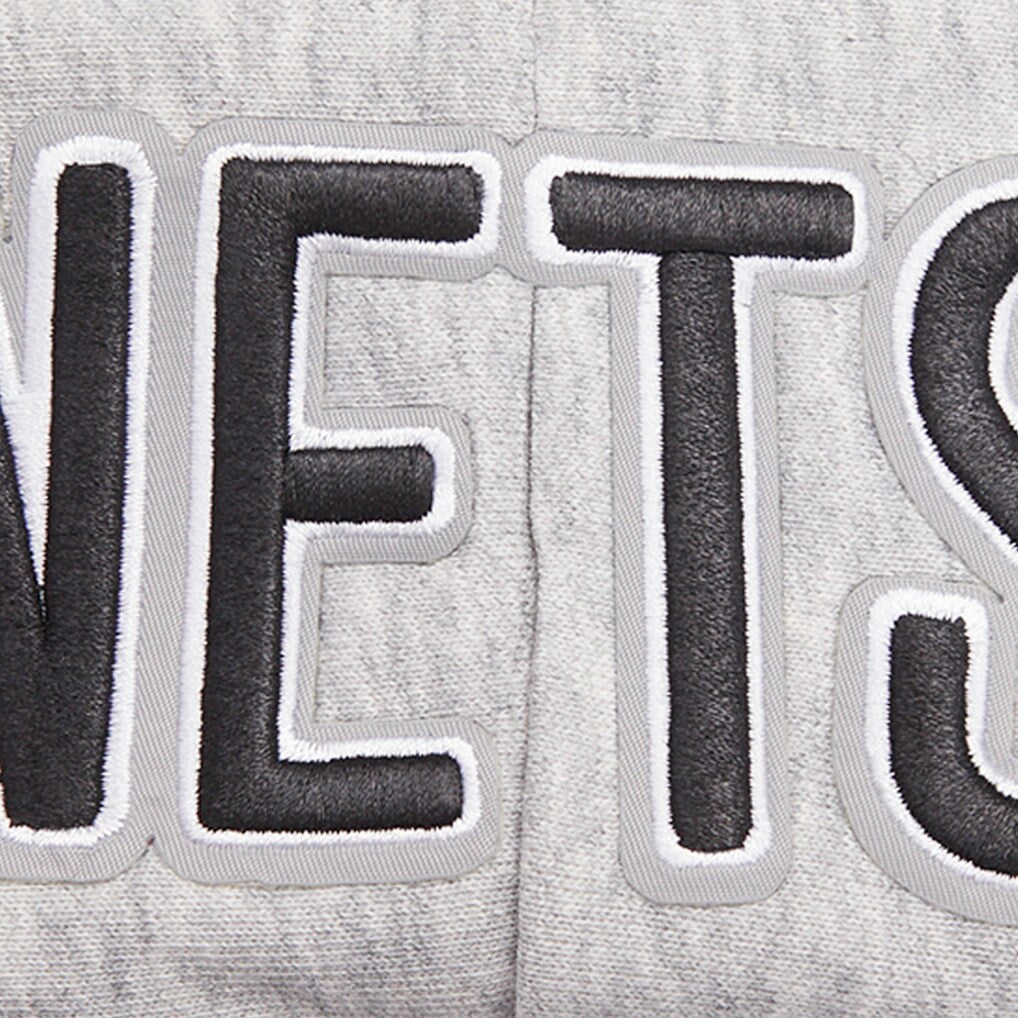 Brooklyn Nets Pro Standard Women's Script Tail Cropped Pullover Hoodie - Heather Gray shop