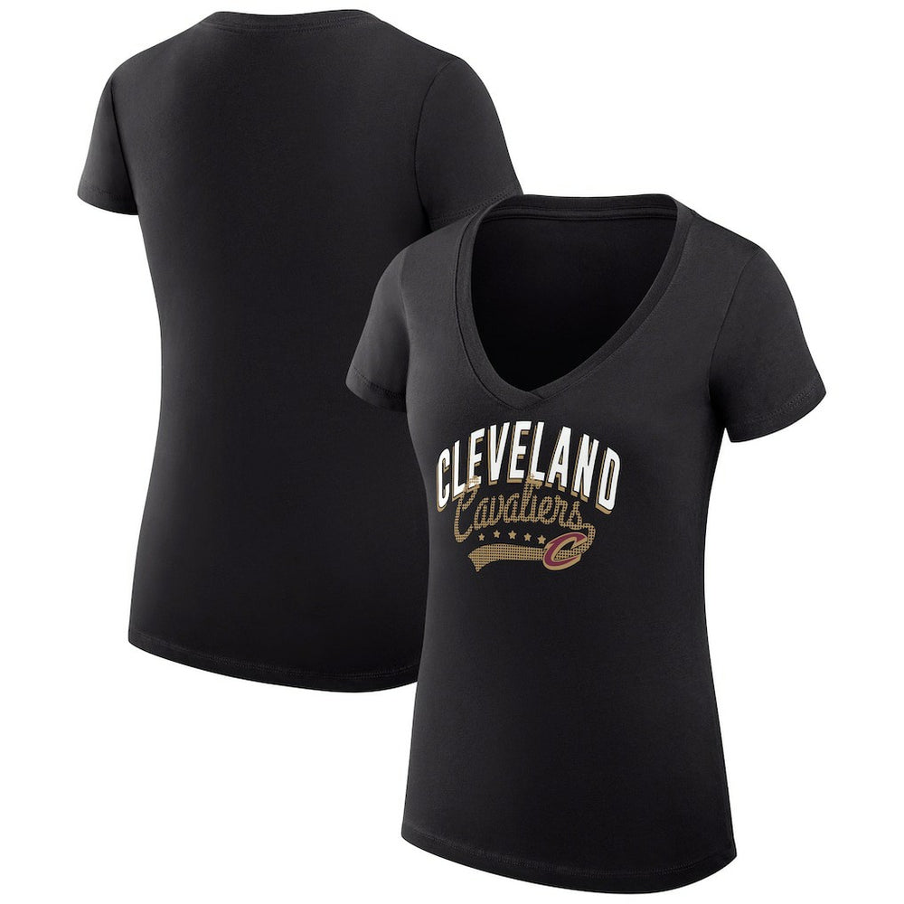 Cleveland Cavaliers G-III 4Her by Carl Banks Women's Super-Slim Fit Lightweight Filigree Logo V-Neck T-Shirt sale - Black discount