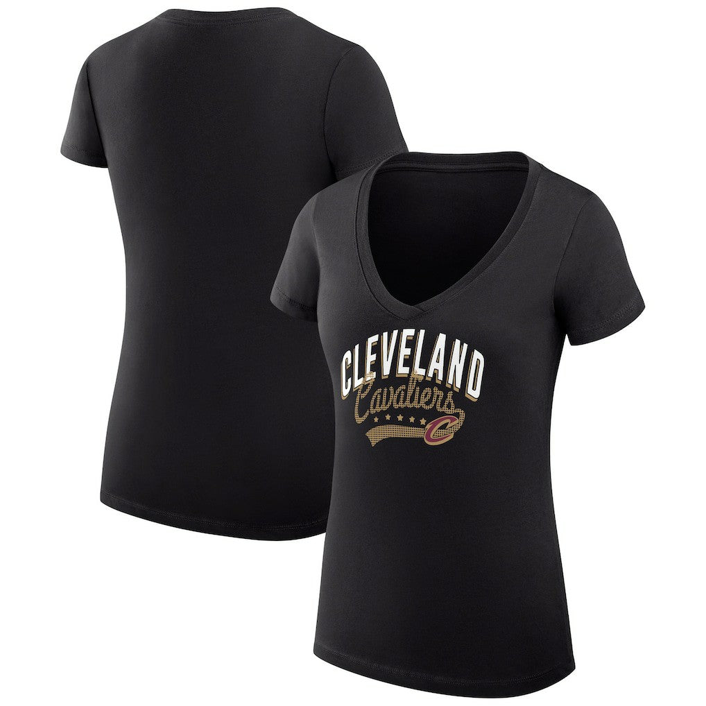 Cleveland Cavaliers G-III 4Her by Carl Banks Women's Super-Slim Fit Lightweight Filigree Logo V-Neck T-Shirt sale - Black discount