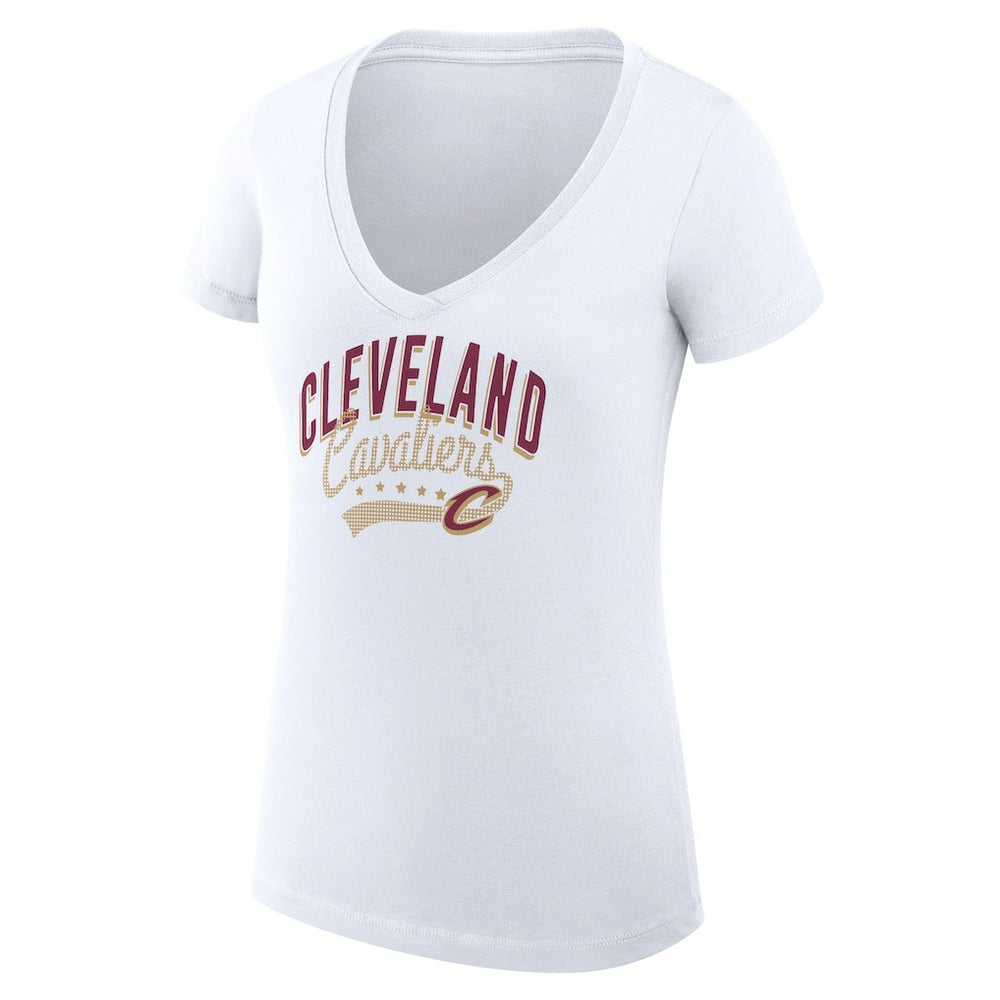Cleveland Cavaliers G-III 4Her by Carl Banks Women's Super-Slim Fit Lightweight Filigree Logo V-Neck T-Shirt sale - White online