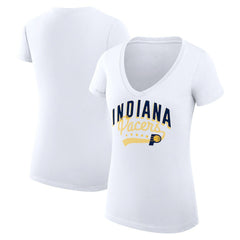 Indiana Pacers G-III 4Her by Carl Banks Women's Super-Slim Fit Lightweight Filigree Logo V-Neck T-Shirt - White discount
