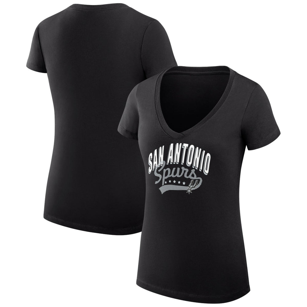 San Antonio Spurs G-III 4Her by Carl Banks Women's Super-Slim Fit Lightweight Filigree Logo V-Neck T-Shirt - Black on sale