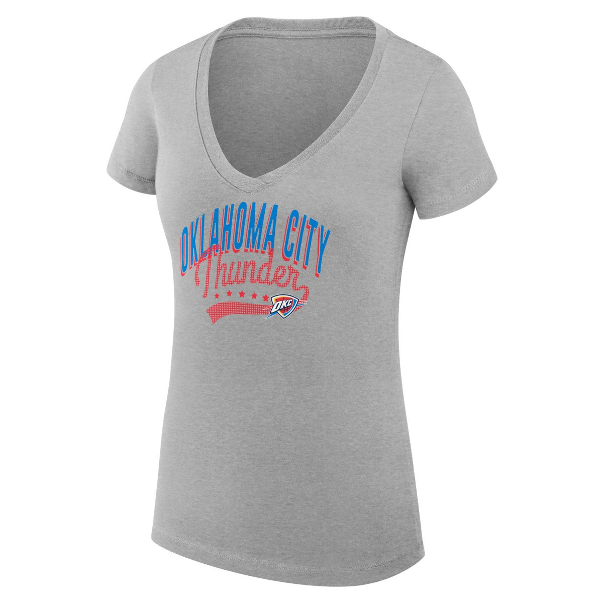 Oklahoma City Thunder G-III 4Her by Carl Banks Women's Super-Slim Fit Lightweight Filigree Logo V-Neck T-Shirt - Heather Gray sale