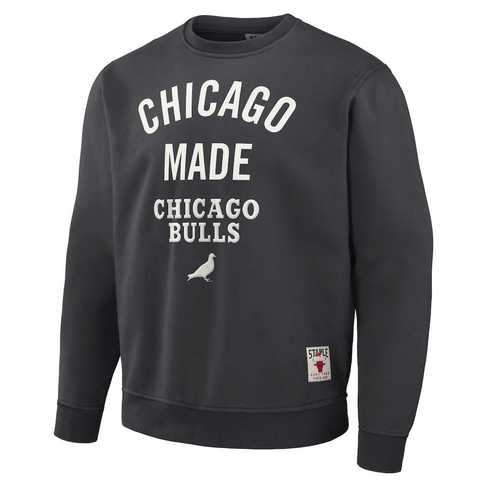 Chicago Bulls NBA x Staple Plush Pullover Sweatshirt - Anthracite on sale