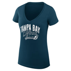 Tampa Bay Lightning G-III 4Her by Carl Banks Women's Super-Slim Fit Lightweight Filigree Logo V-Neck T-Shirt – Navy