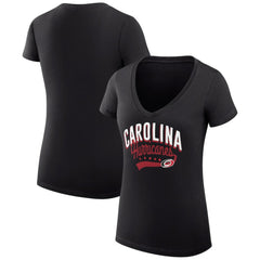 Carolina Hurricanes G-III 4Her by Carl Banks Women's Super-Slim Fit Lightweight Filigree Logo V-Neck T-Shirt – Black