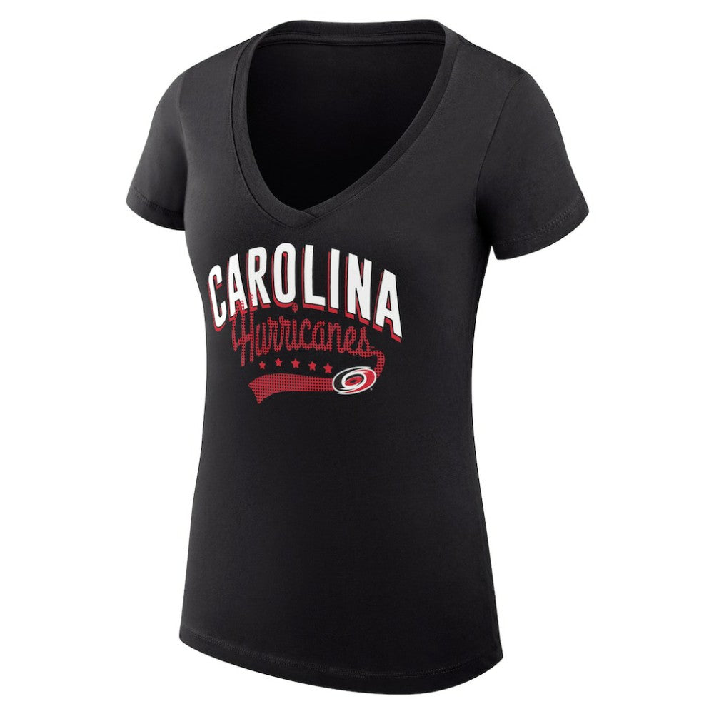 Carolina Hurricanes G-III 4Her by Carl Banks Women's Super-Slim Fit Lightweight Filigree Logo V-Neck T-Shirt – Black